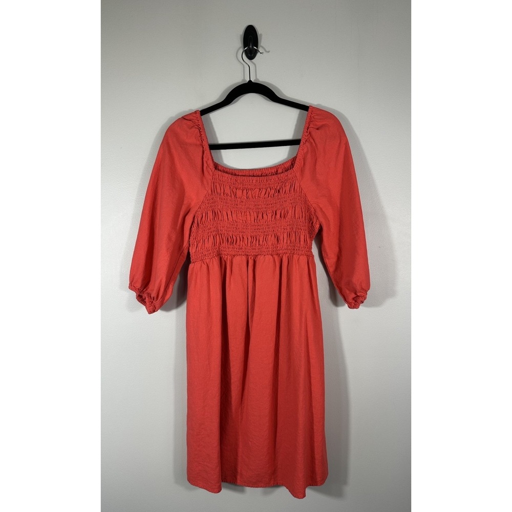 Isabel‎ by Ingrid Isabel Maternity Womens Small Coral Linen Blend Smocked Boho